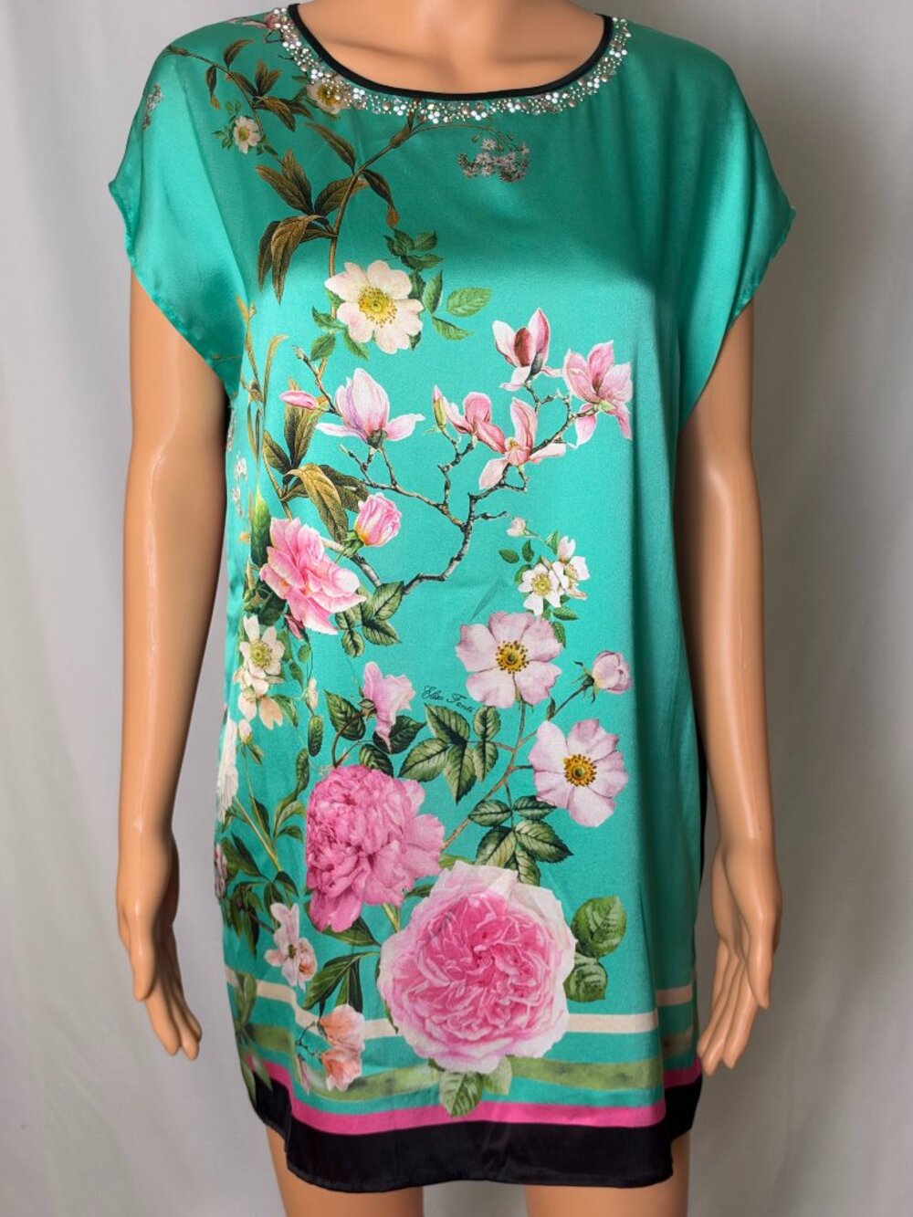 NWT Elisa Fanti Made in Italy Silk Floral Embellished Mini Dress – IT 40 / US 4